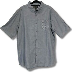 RETROFIT Light blue chambray men's short-sleeve shirt ~ Denim LARGE XL 1X top